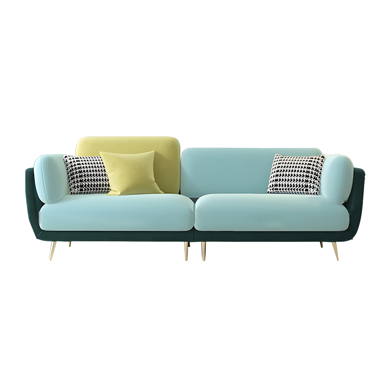 36" High Modern Velvet Square Arm Sofa with 2 Pillows Standard Sofa for Living Room thumbnail 10