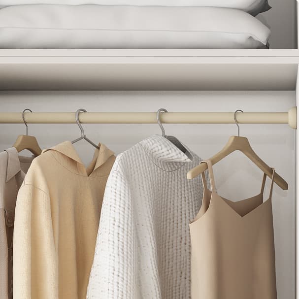 Solid Wood White Wardrobe Armoire with Drawers, Clothing Rod, and Shelves thumbnail 7