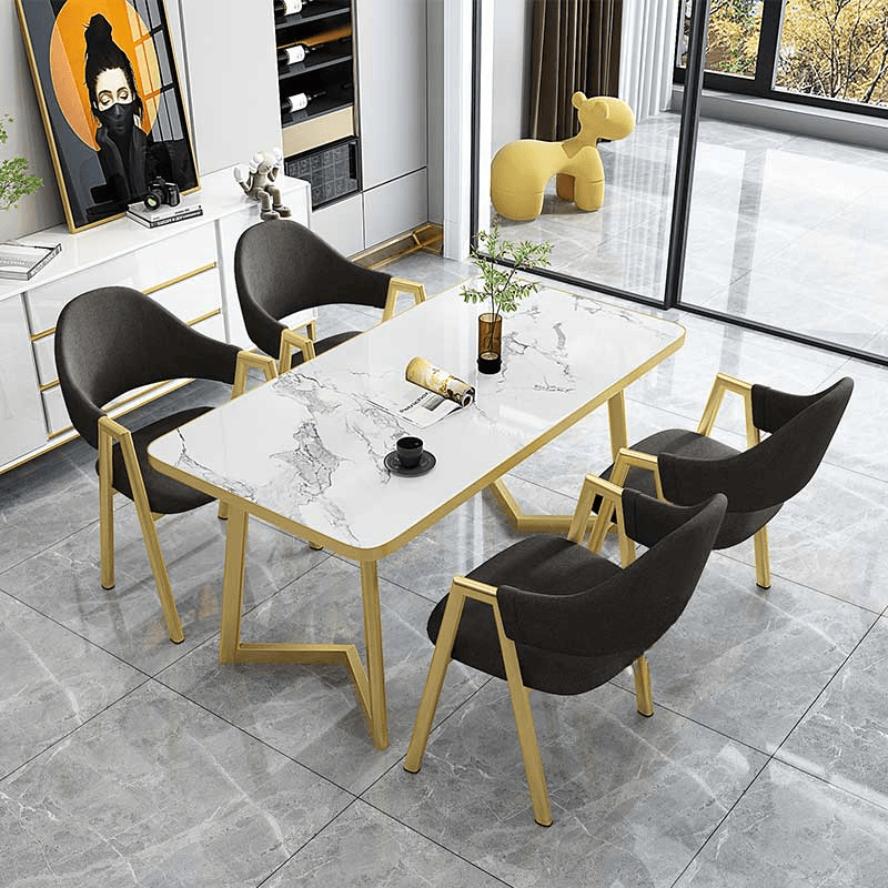 Luxurious Dining Table Set with Recycled Wood Top and Sleighing Base thumbnail 2
