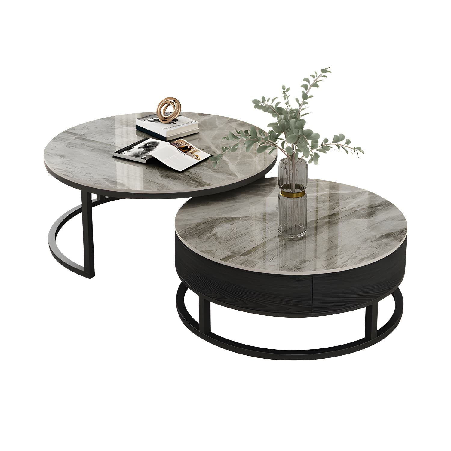 Slate Coffee Table Slate Nesting Coffee Table Set with Storage Drawer thumbnail 10