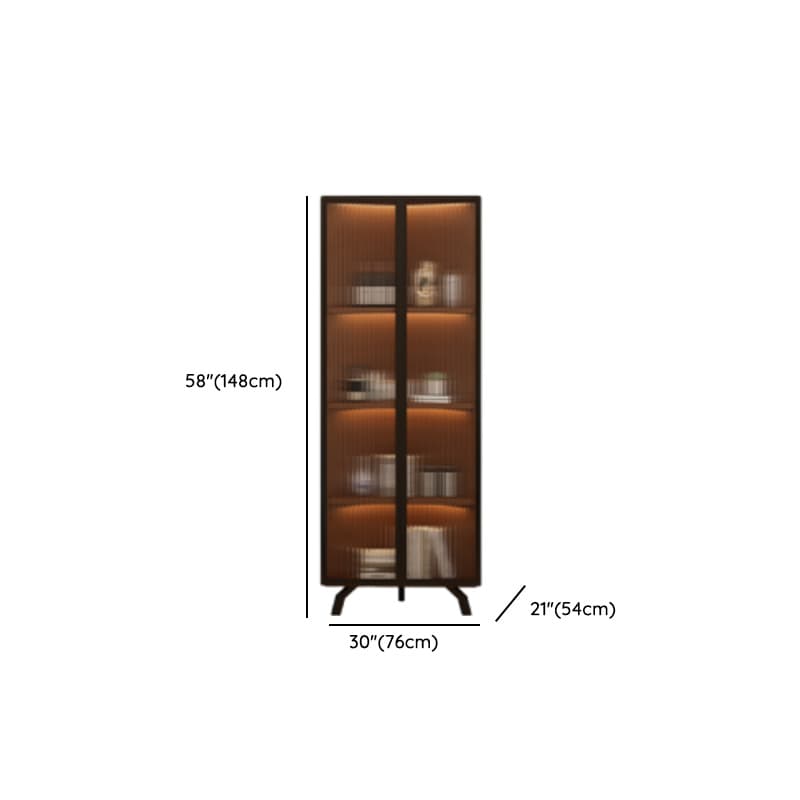 Simple Corner Accent Cabinet with Closet, Laminate, Glazed Door, and Brown Top thumbnail 10