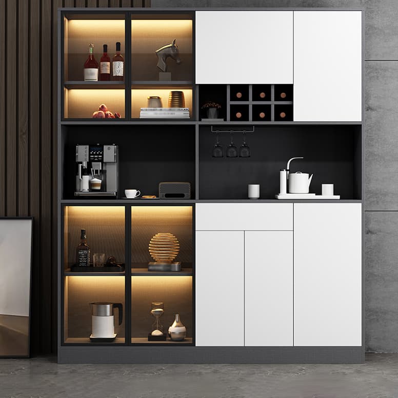 Wood Living Room Sideboard Cabinet Modern Credenza with Storage and Glass Door thumbnail 15