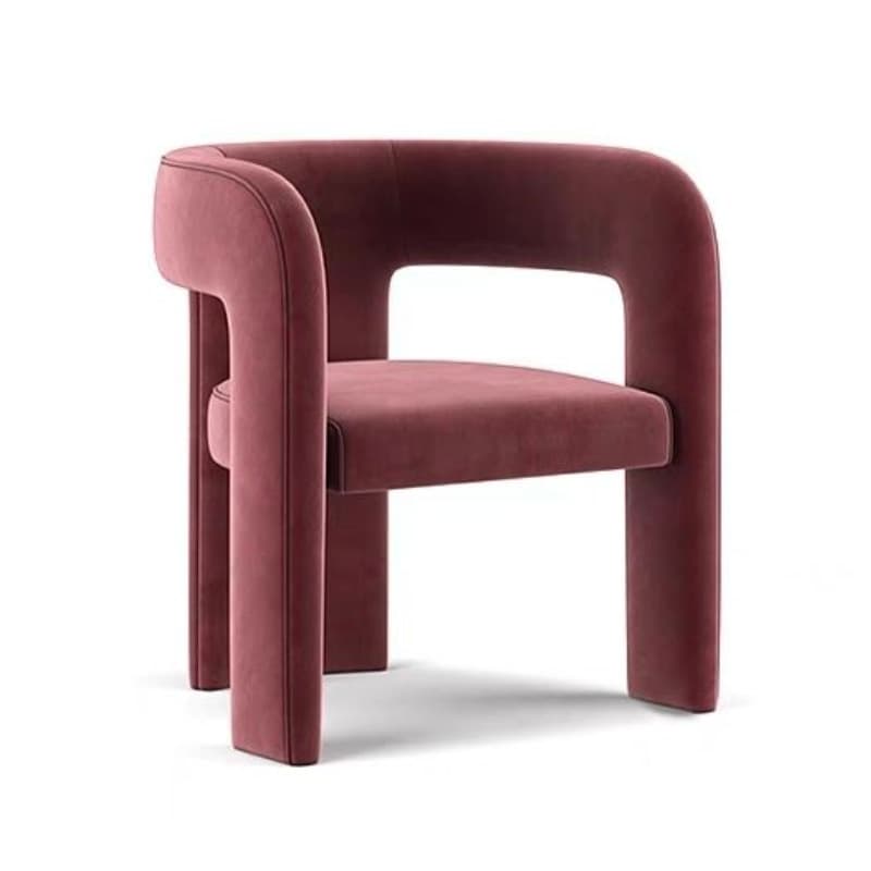 Soft-pile Fabric Upholstered Secure Outlined Arm Chair with Curved Back and Dark Blue/Light Green/Blush Legs in a Nordic Style thumbnail 2