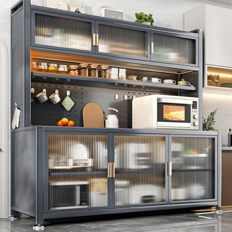 Modern Steel Sideboard Standard-Sized Open Storage Non-Adjustable Shelves thumbnail 4