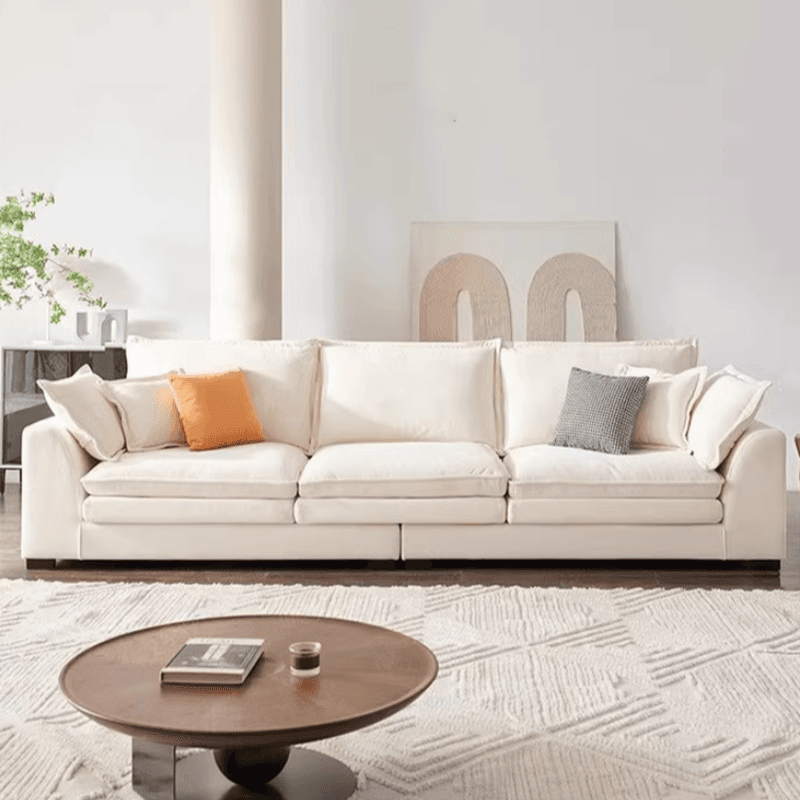 Minimalist Straight/L-Shape Horizontal/Right Sofa Couch /Sofa Chaise in Cream with Concealed Support thumbnail 3