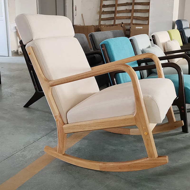 Nordic Natural Cotton Stationary Rocking Couch Chair with Back thumbnail 11