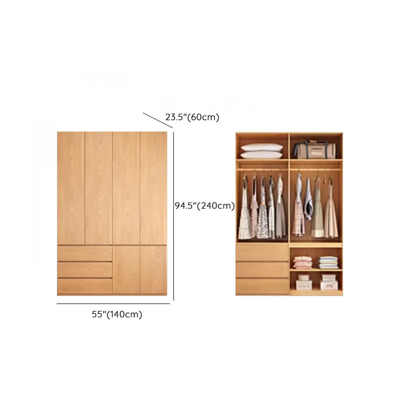 Natural Finish Unfixed Almirah Manufactured Wood Soft Close Drawer Soft Close Door Hinged thumbnail 17
