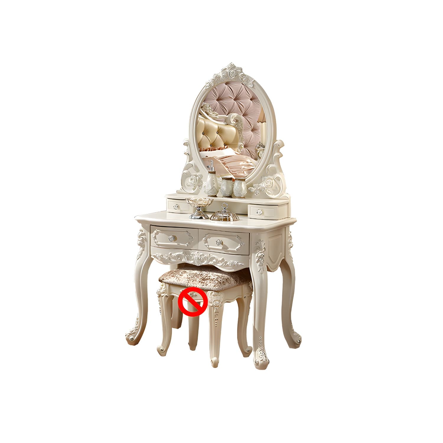 Victorian Makeup Vanity Desk Wood Makeup Vanity Set with Drawer thumbnail 2