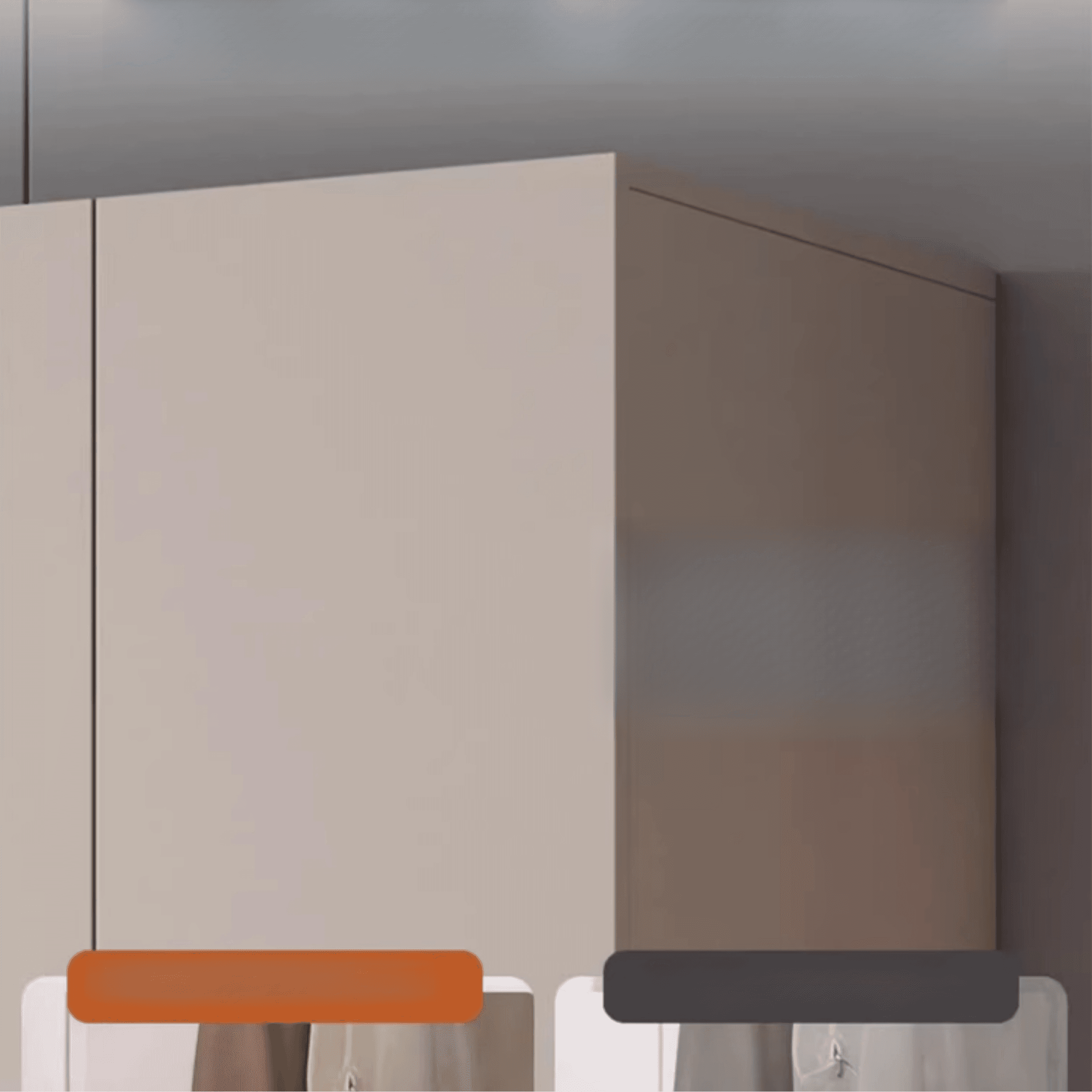 Light Gray Trendy Detached Armoire Cabinet with Soft Close Door, Interior Shelves, and Hanging Rod thumbnail 6