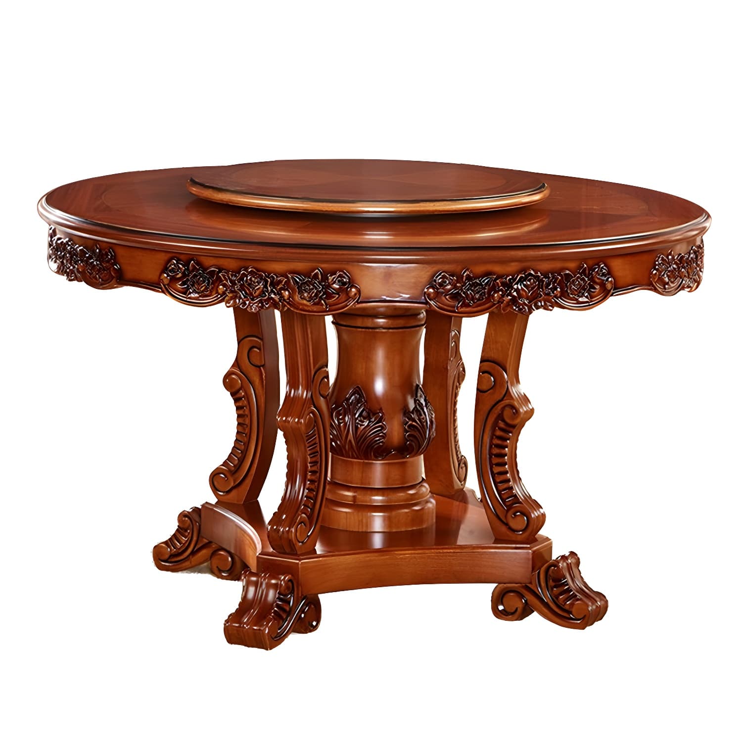 Rubberwood Base Victorian Round Table Pedestal Base Table for Dining Room thumbnail 5