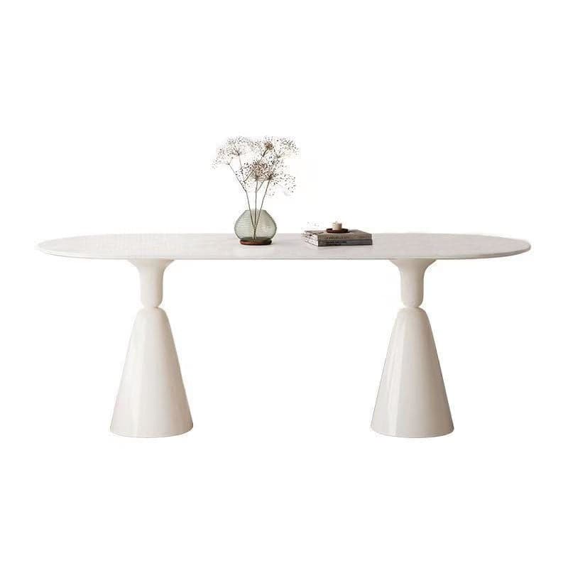 Simplistic Dining Table with Chalk Stone Top, Fixed Table, Seats 4 to 8, Scratch-immune thumbnail 2