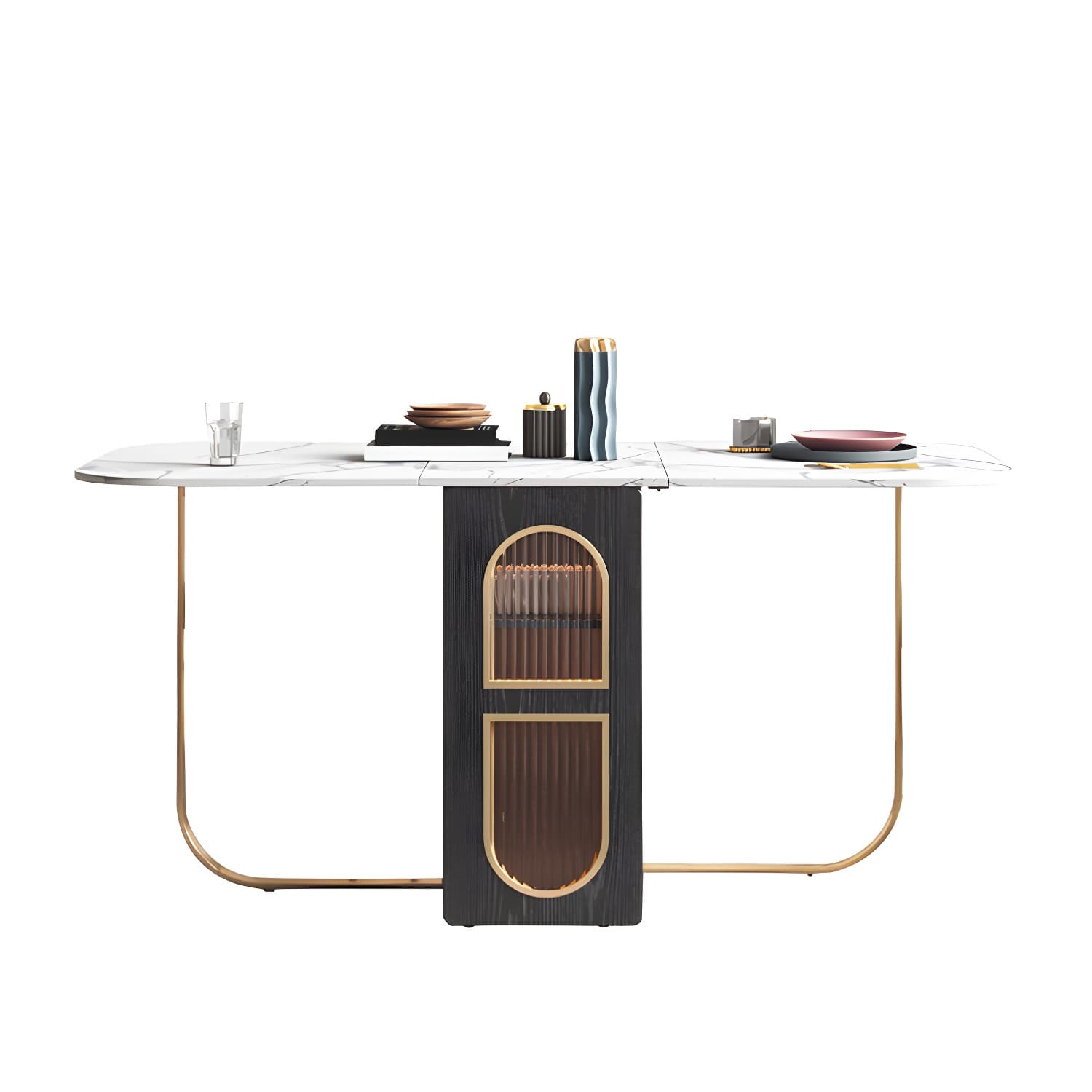 Modern 1/2/3/4/5 Pieces Rectangle Dining Table Set with Stone Top Foldable Dinette Set thumbnail 10