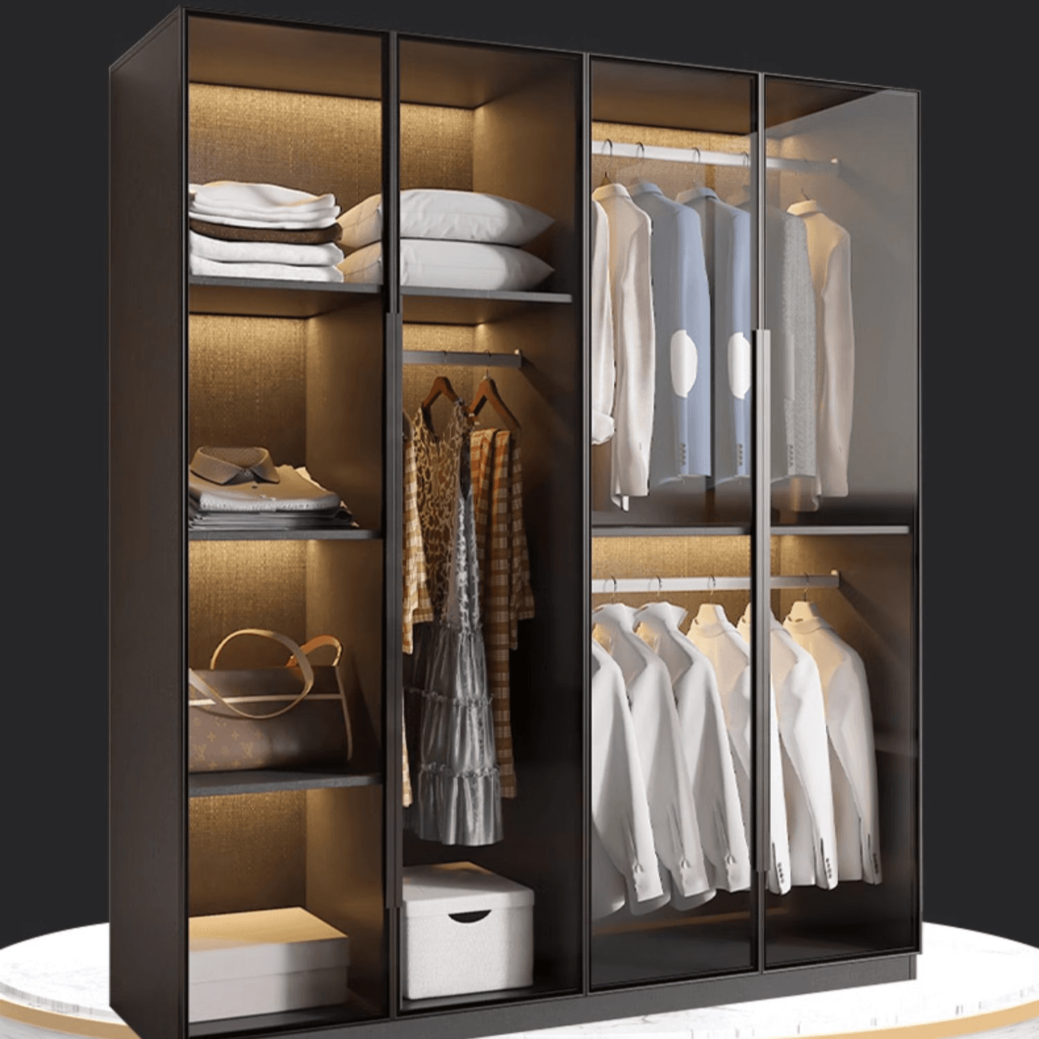 Ink Casual Lumber Wardrobe with Soft Close Door, Interior Shelves, and Hanging Rod thumbnail 4