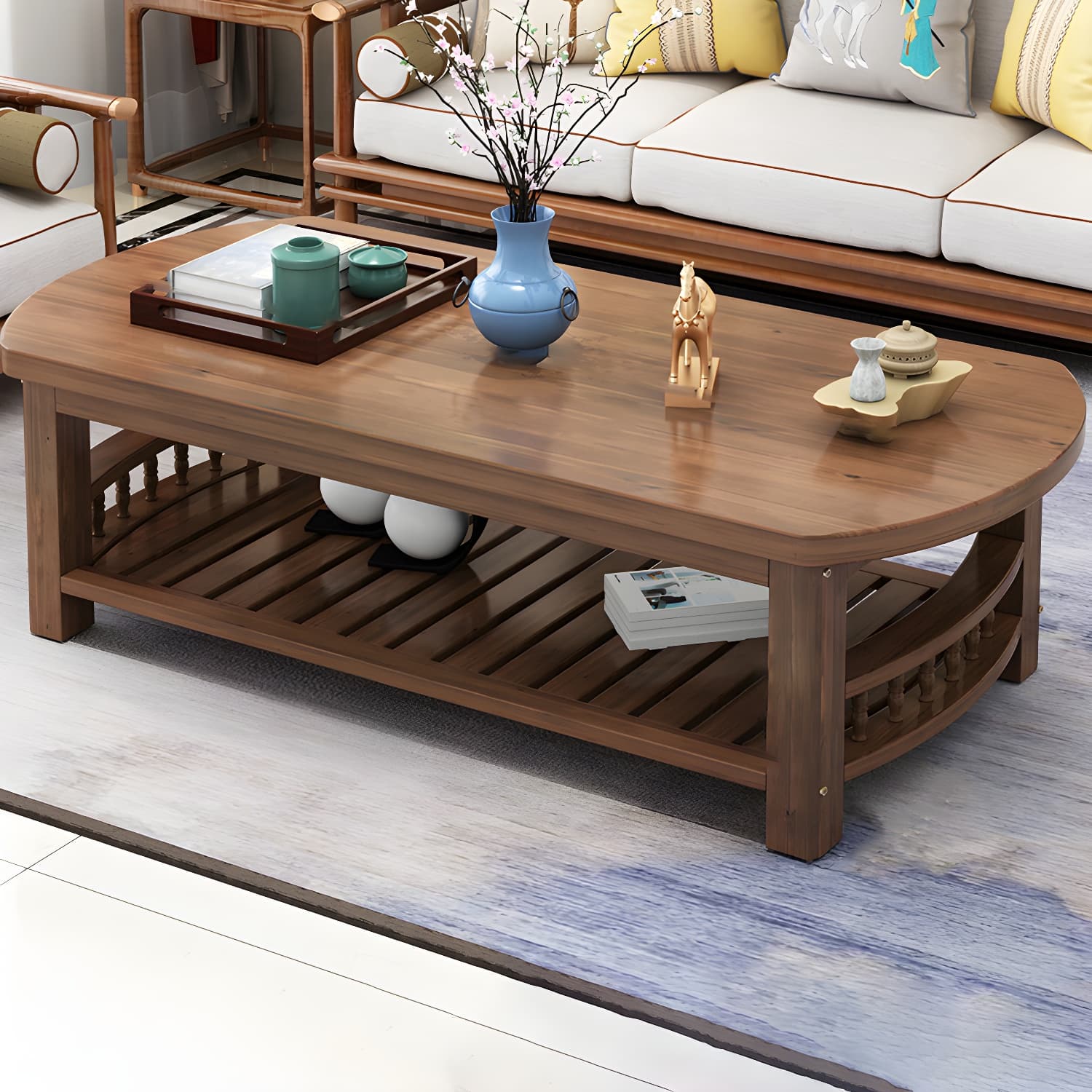 Contemporary Coffee Table Storage Solid Wood Coffee Cocktail Table thumbnail 4