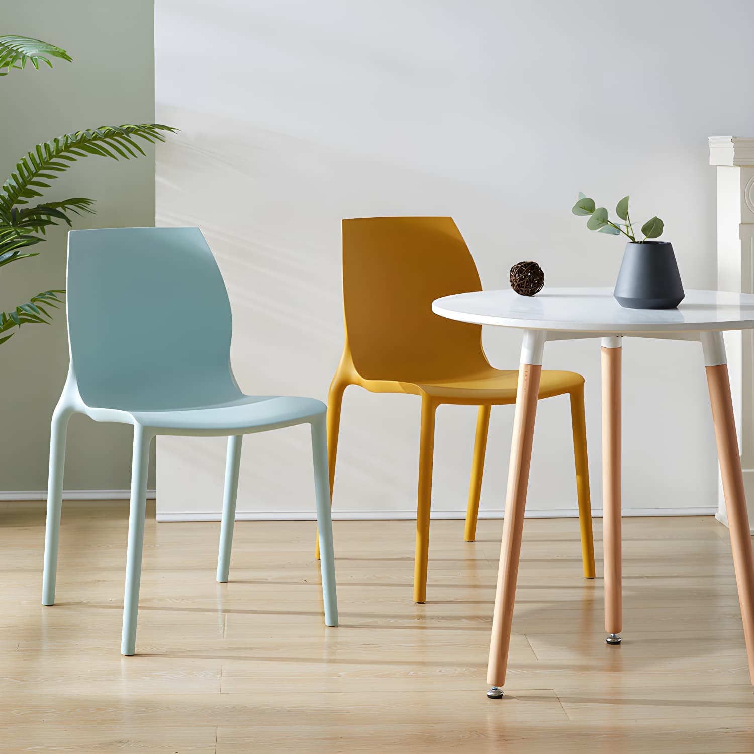 Contemporary Plastic Dining Room Chair Multicolor Stackable Side Chair thumbnail 21