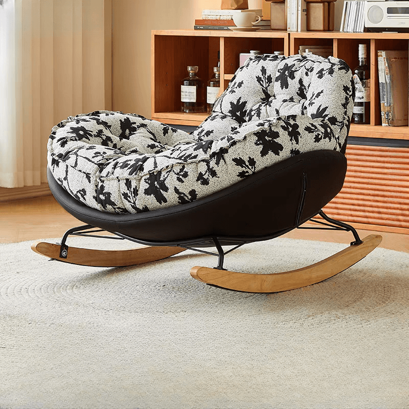 Modern Scratch-tolerant Upholstered Rocking Chair with Padded Comfort thumbnail 1