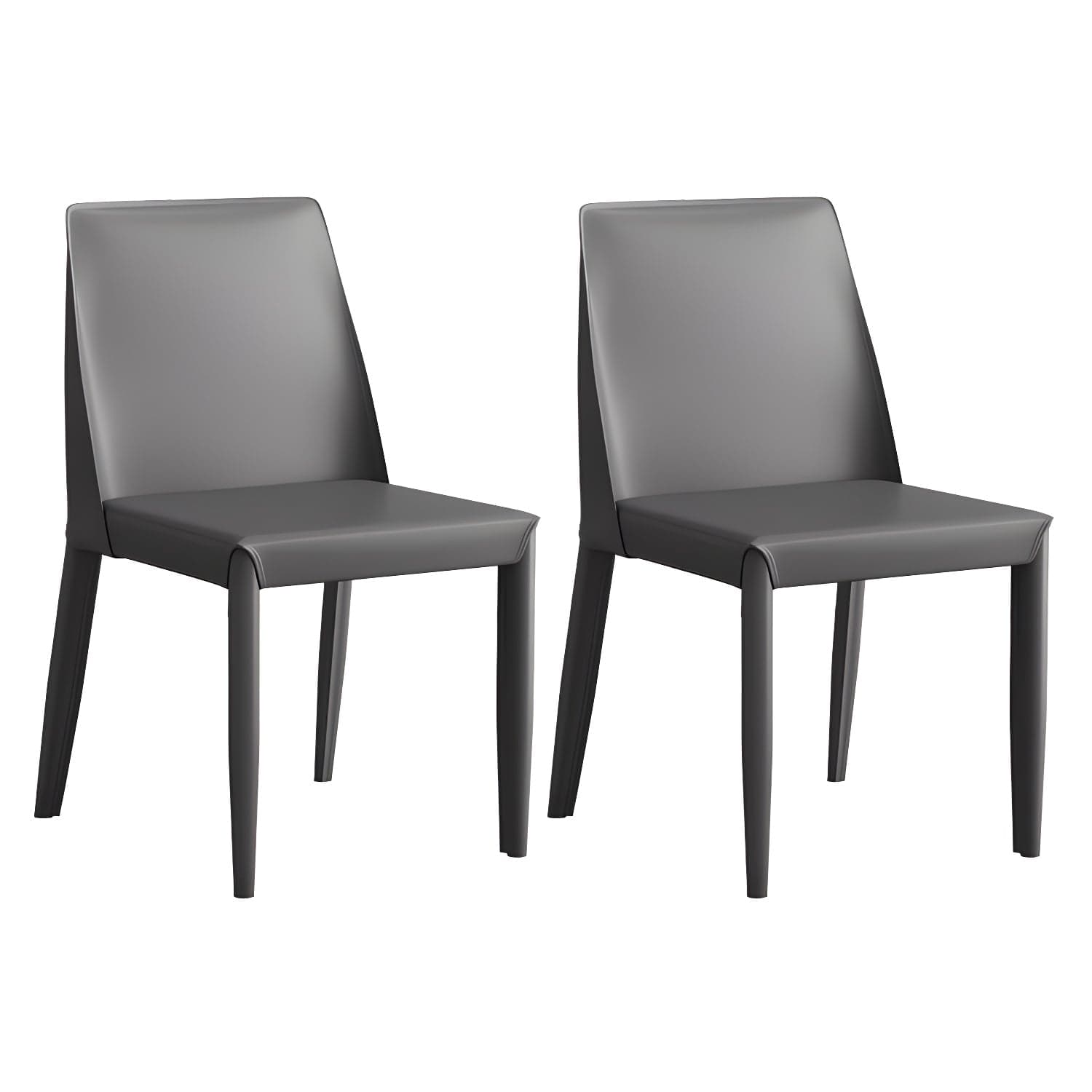 Modern Leather Dining Chair Parsons Furniture with Steel Legs in Matte Finish for Home thumbnail 4