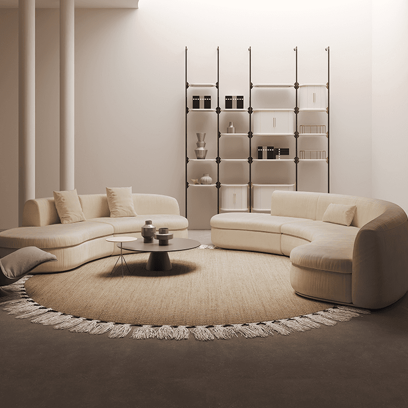 Natural Wood Bow Front Corner Sectional 7 Person/for 5/for 6 with Concealed Support thumbnail 4