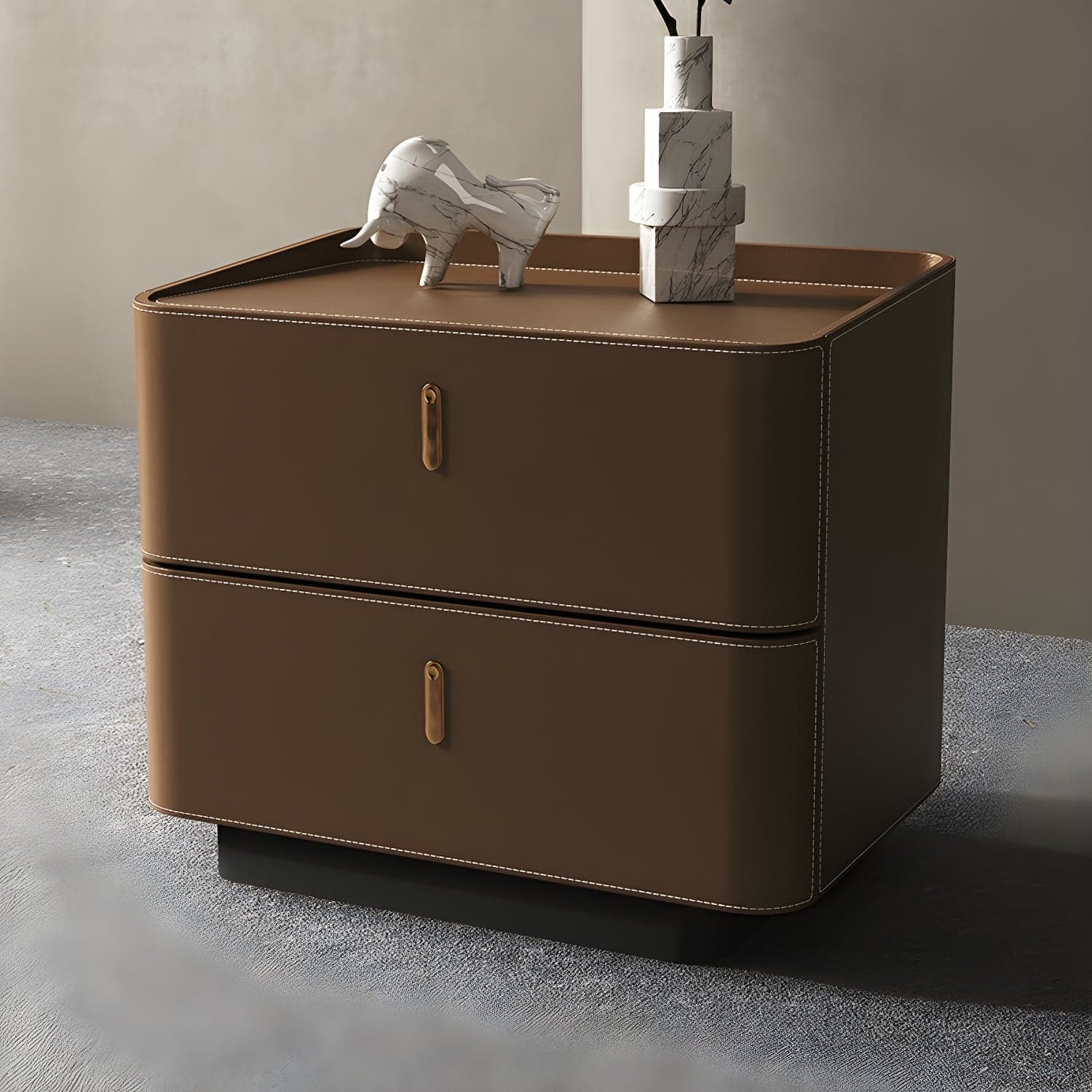 Modern Wood Grain Design Solid Wood Nightstands with Two Drawers thumbnail 2