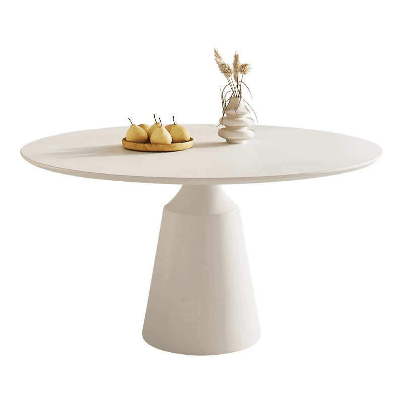 Scratch-defiant Fixed Circular Dining Table for 2 People/4 People with a Chalk/Charcoal Slate Stone Tabletop in a Contemporary Style thumbnail 2