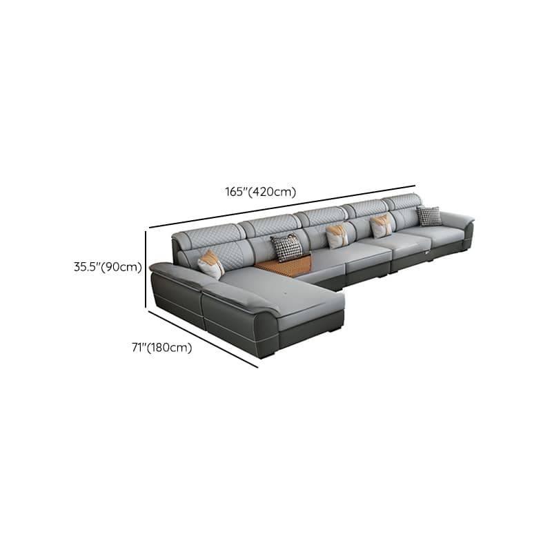 Modern Simple Style Straight/L-Shape Horizontal/Reversible Sofa Couch/Sofa Chaise in Grey with Water-resistant and Pillow Top Arm, 2-piece/3 Pc thumbnail 23