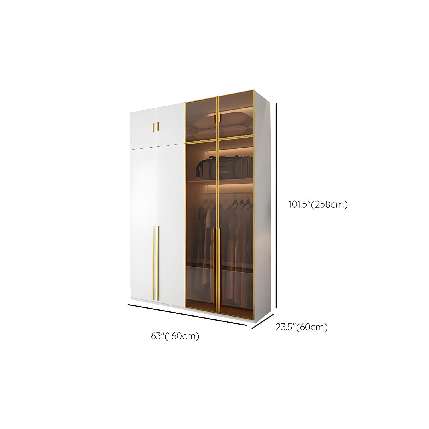 Modern White Wood Frame Wardrobe Armoire Freestanding Wardrobe with Soft Close Drawers thumbnail 23