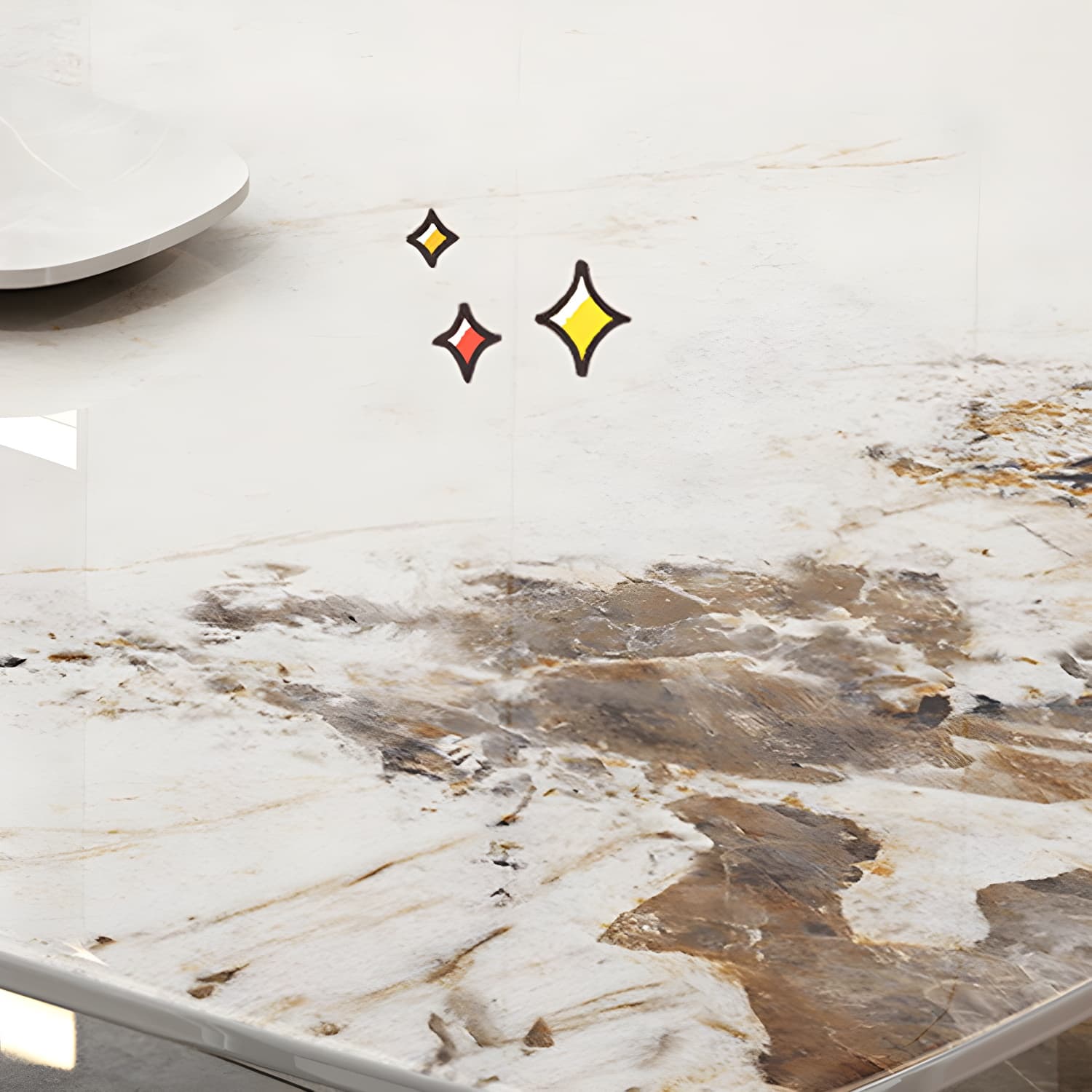 Glam Metal Dining Set in Beige with Gold Pedestal Base and Slate Tabletop - 1/5/7 Piece Set thumbnail 5