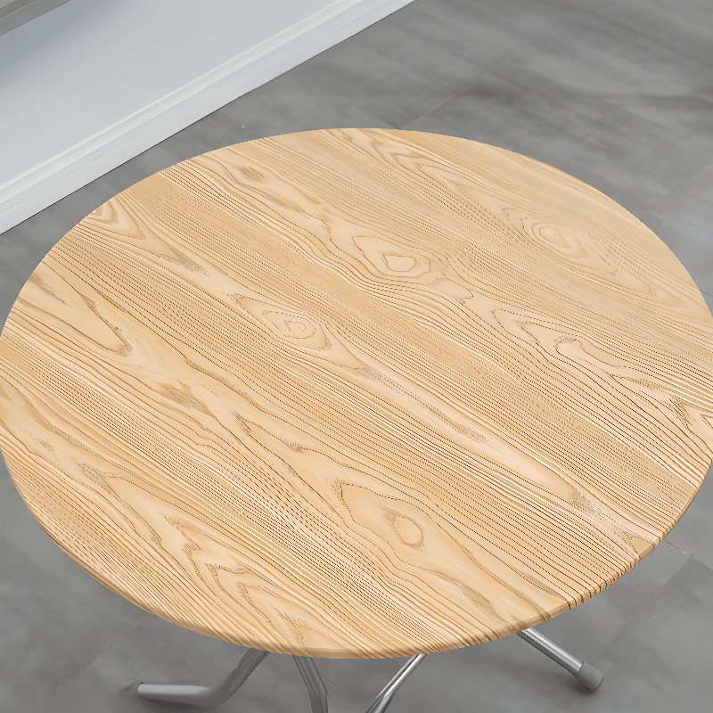 Art Deco Sepia/Natural Color/Cream Rounded Dining Table with Timber Top, Portable and Collapsible for 2 People thumbnail 13