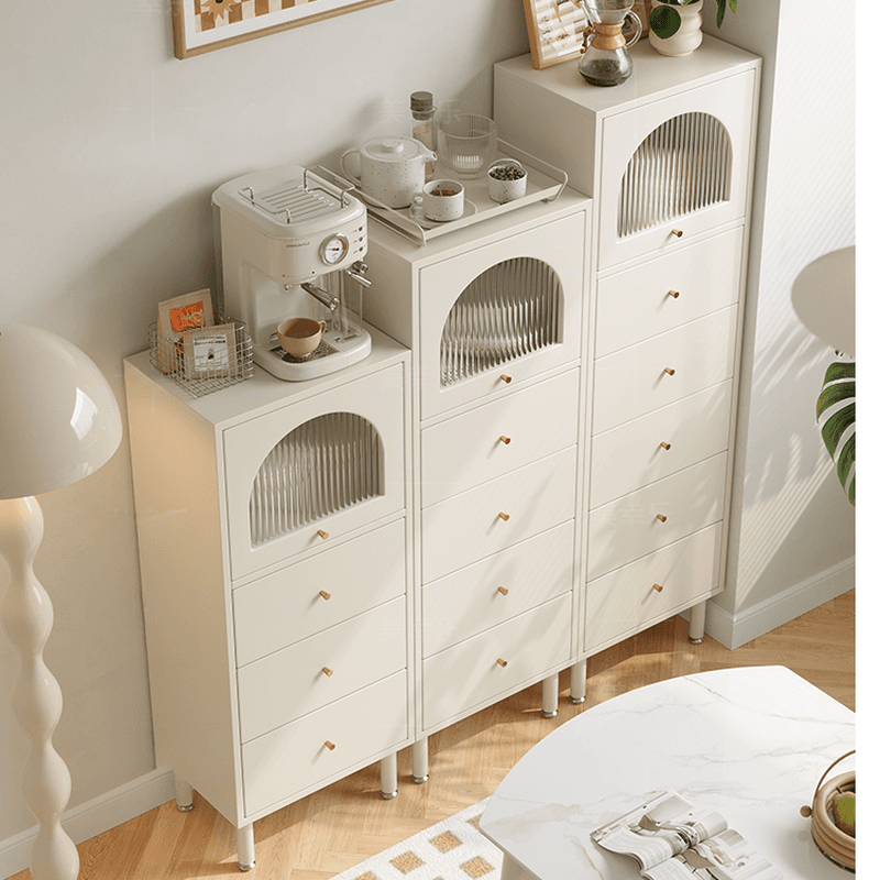 Chalk French Provincial Raw Wood Combo Dresser for Parlor with 5/6/4 Drawers and Hutch in Vertical Orientation thumbnail 1