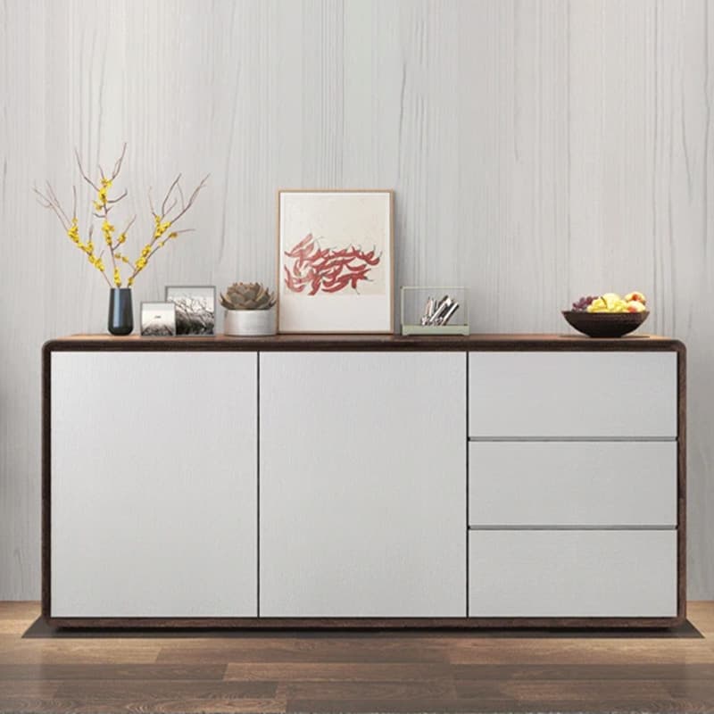Simplistic 3 Drawers Freestanding Floor Sideboard/Server in Wood with 3 Shelves and Cabinet thumbnail 13