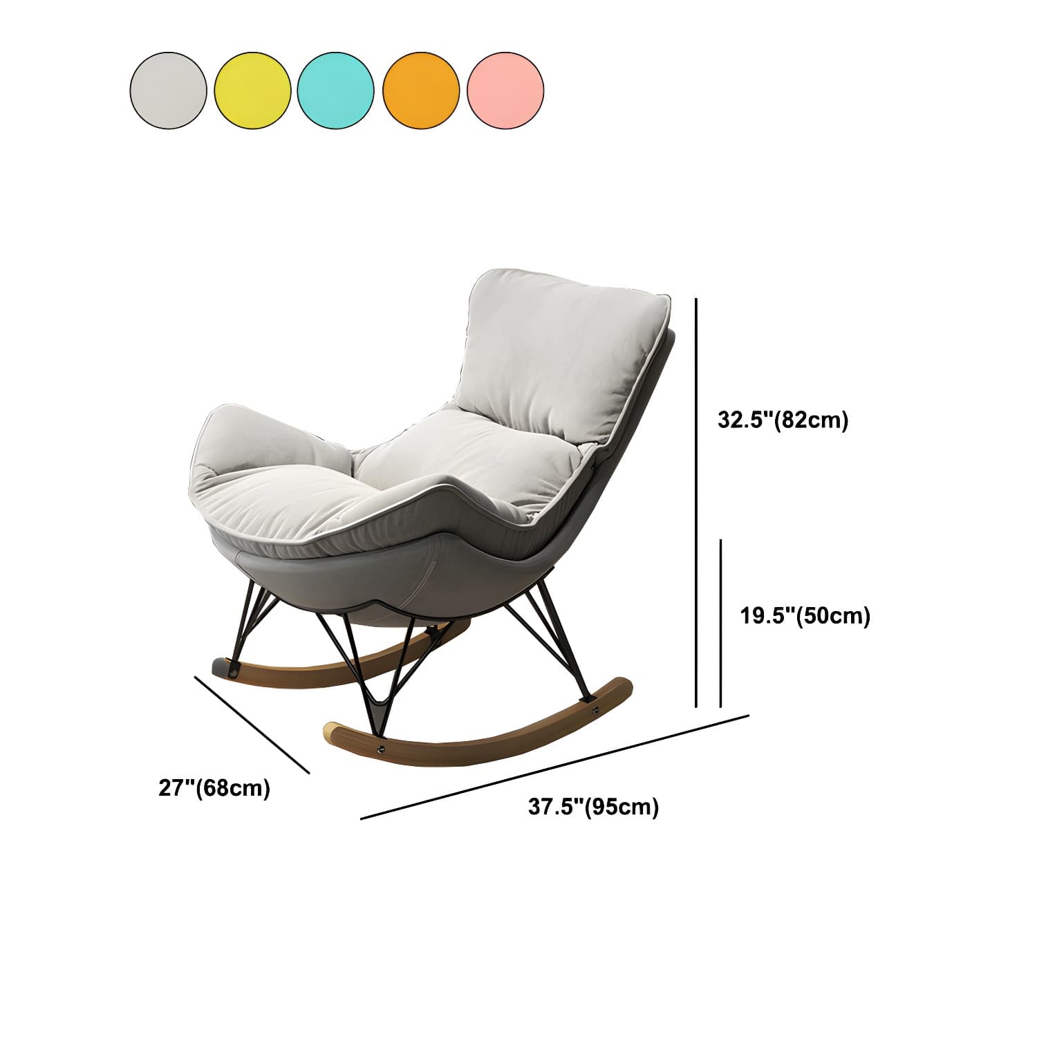 Wing Back Rocking Chair Solid Wood Rocker Chair with Ottoman thumbnail 25