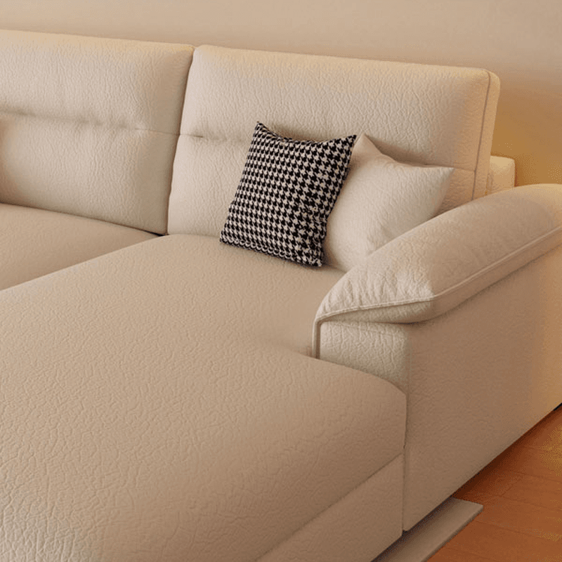 Straight Tear Resistant Sofa with Cushion Back in Ivory, Seats 4/3 Person, Horizontal Orientation, and Recessed Arm thumbnail 8