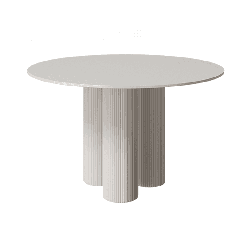 Ribbed Leg Circular-shaped Sintered Stone Dining Table with a Fixed Table Top for 2/for 4 in a Modern Simple Style thumbnail 2