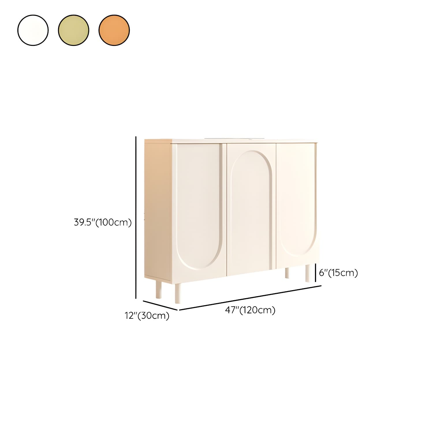 Scandinavian Wood Buffet Sideboard Cabinet with Stone Countertop Shelves Included thumbnail 16