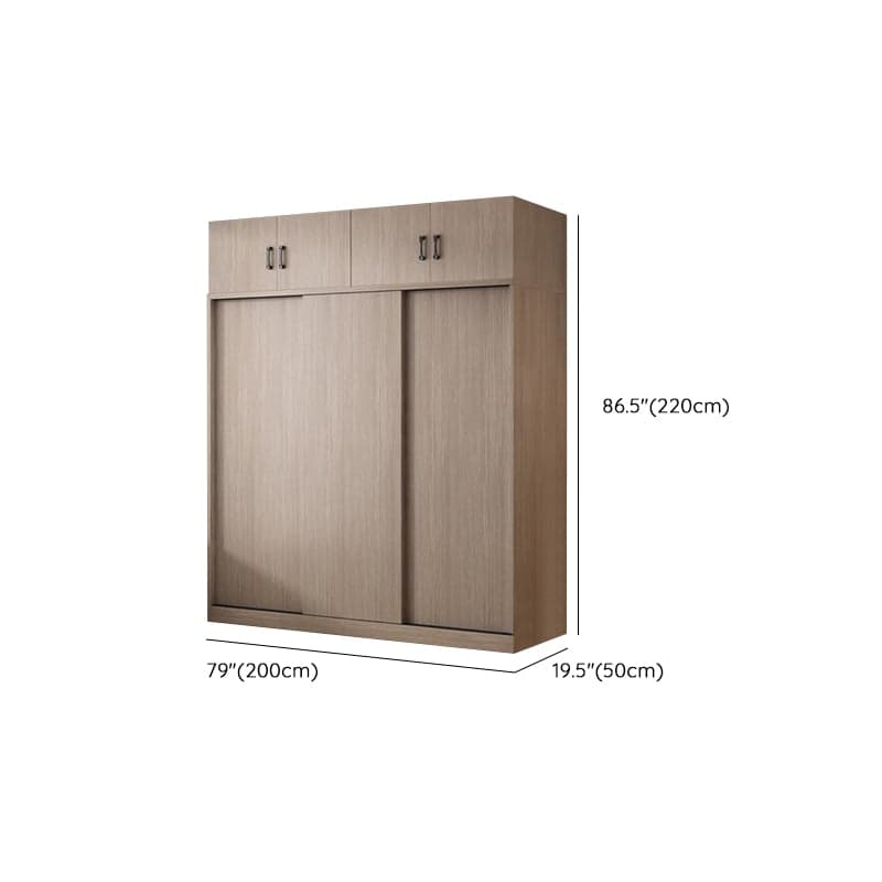 Sleek Natural Finish Modern Wooden Standalone Wardrobe Closet with Soft Close Features and Hanging Rod - image 23