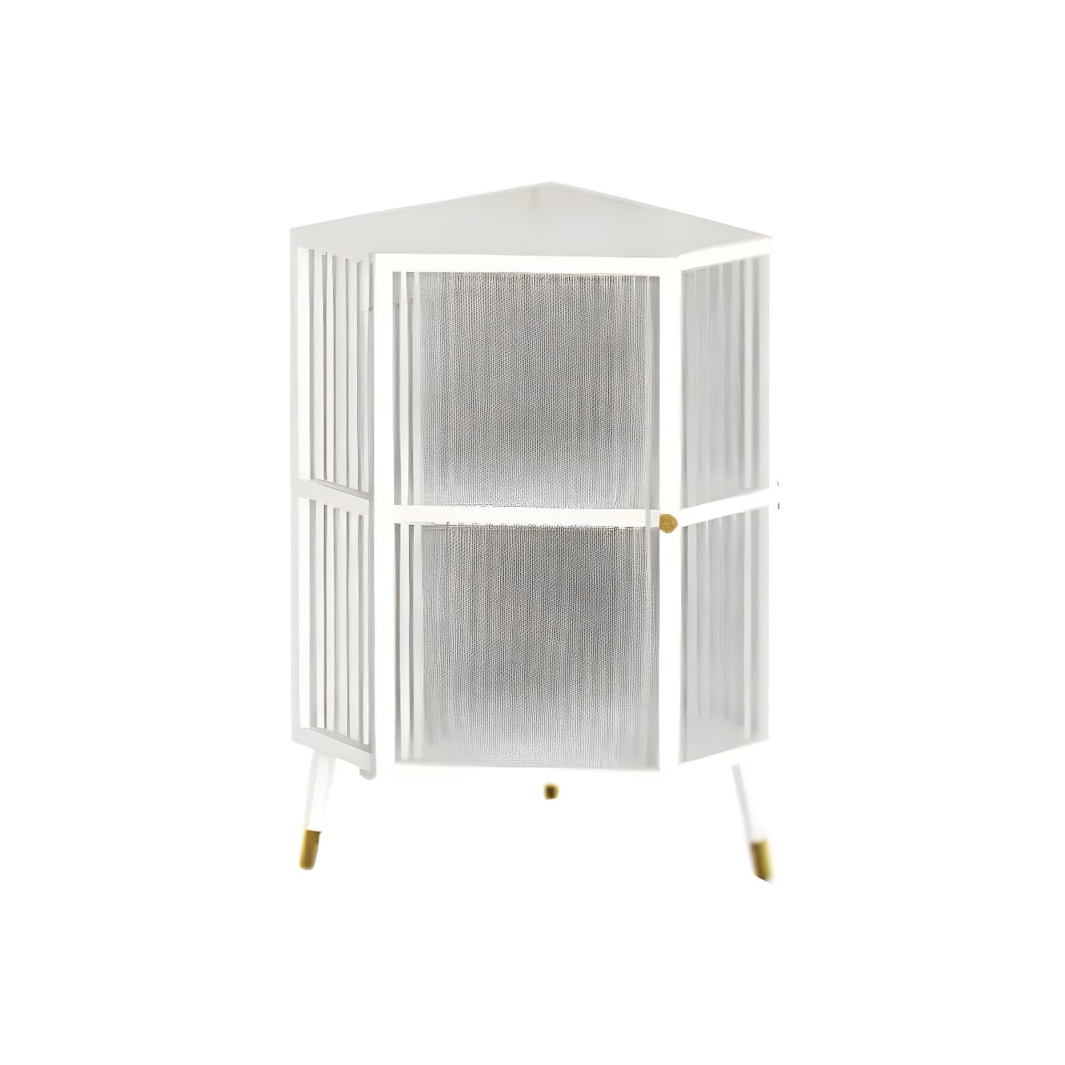 40cm Corner Modern Accent Cabinet with Glass Doors and Iron Base thumbnail 3