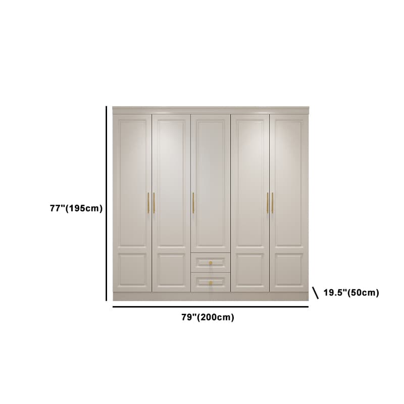 Art Deco Chalk Manufactured Wood Free Standing Interior Shelves Wardrobe with Soft Close Drawer and Hanging Rod thumbnail 16