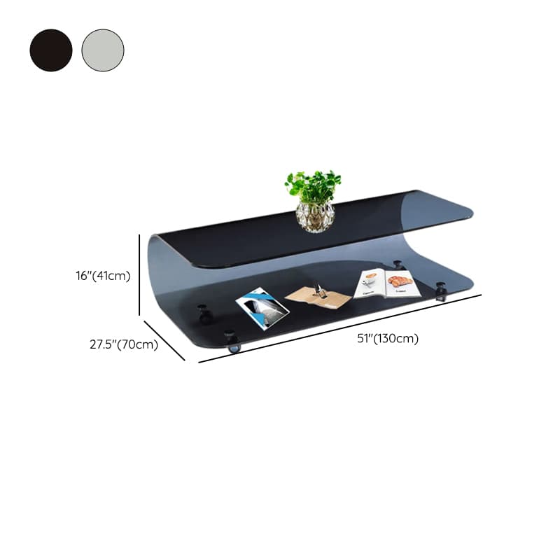Transparent Wheel coffee table with Roller Wheels, Locker, 1 Shelf/2-Tier and Square/Square for Indoor Use thumbnail 15