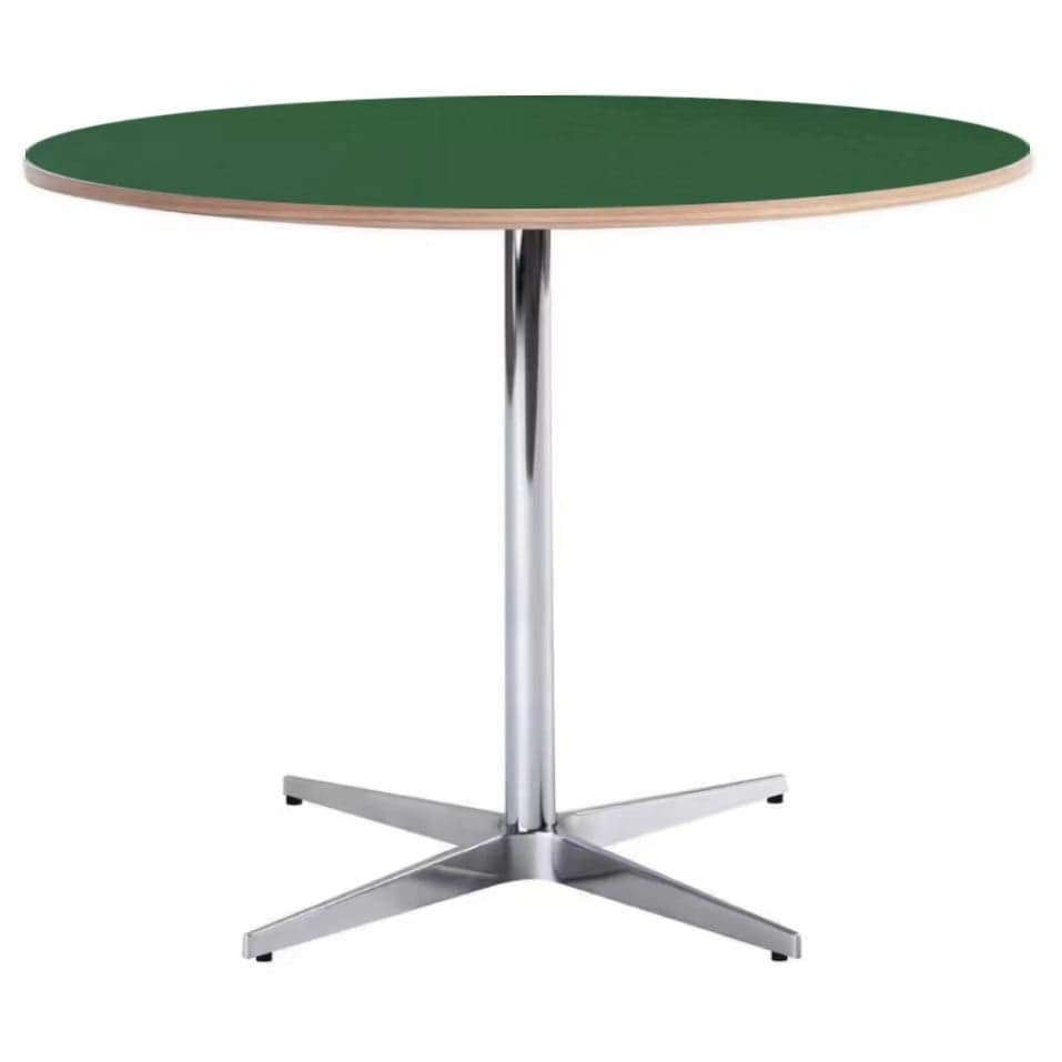 Trendy Orbicular Dining Table with Timber Top, Fixed Table Mechanism in Cerulean/Green/Apricot Color thumbnail 5