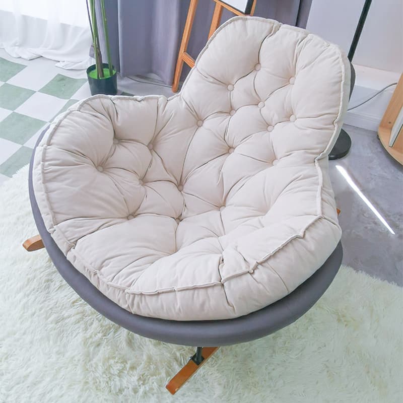 Modern Upholstered Rocking Chair - Stylish Indoor Seating with Natural Wood Legs and Tufted Design - image 8