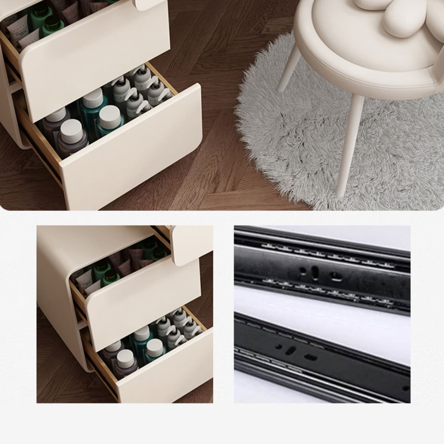 Modern Slate and Wooden Vanity Dressing Table Set with 4 Drawers thumbnail 10