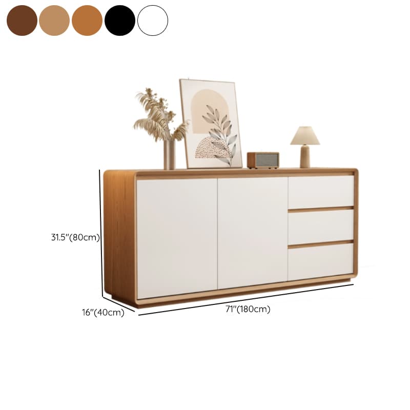Wooden Modern Sideboard Credenza with 3 Drawers and 2 Cabinets for Storage thumbnail 13