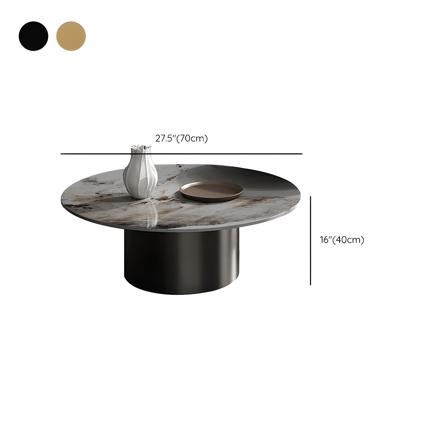 Slate Coffee Table Round Nesting Coffee Table Set with Pedestal Legs thumbnail 12