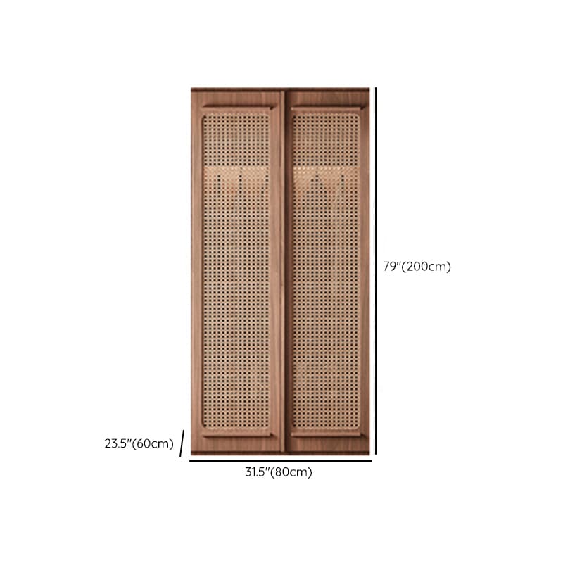 Simplistic Wood Color Timber Wardrobe Closet with Soft Close Door, Interior Shelves, and Hanging Rod thumbnail 7