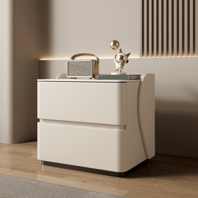 Minimalist 2 Tiers Drawer Storage Bedside Table with Faux Marble Top thumbnail 10