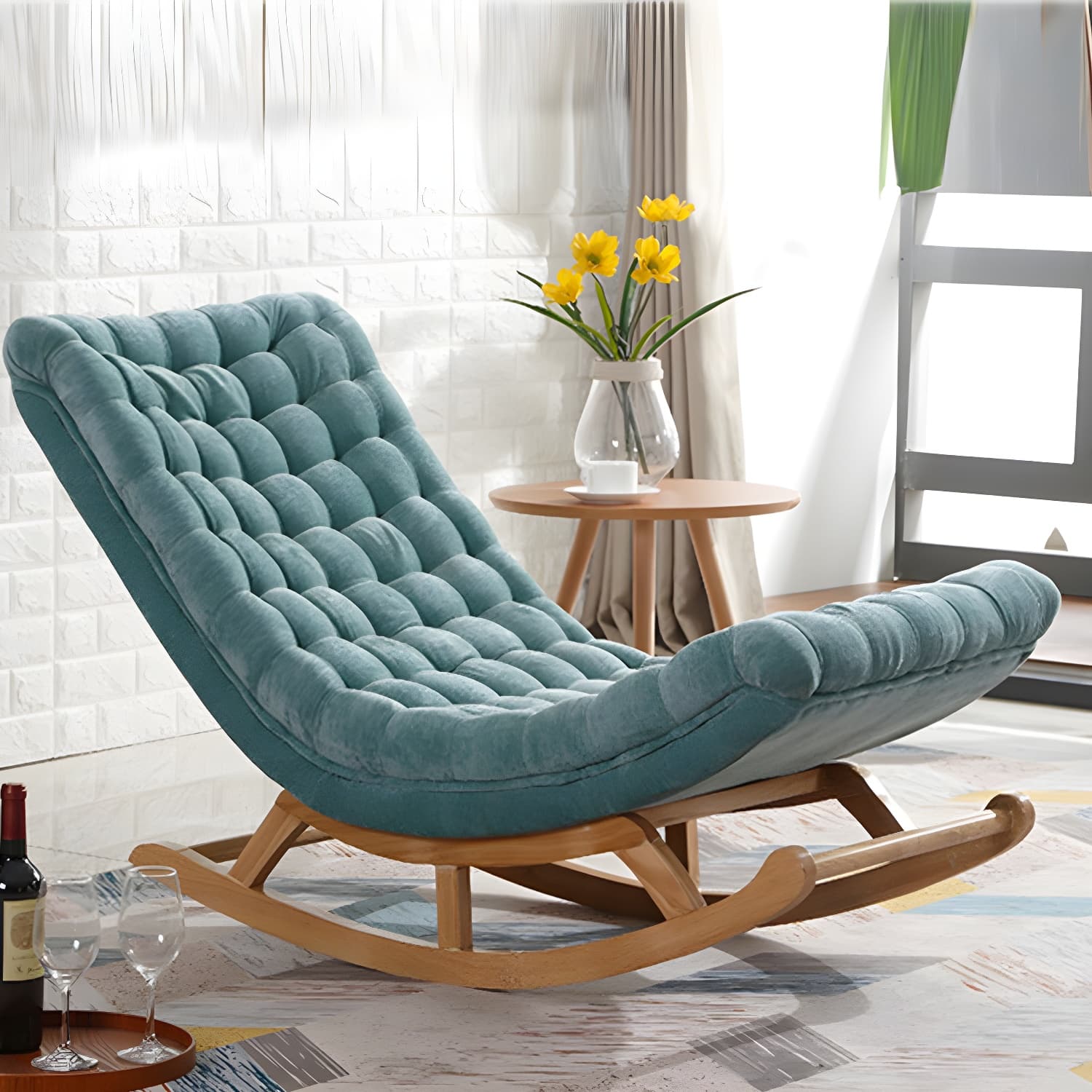 Contemporary Indoor Rocking Chair Nursery Sofa Rocking Chair with Ottoman - image 3