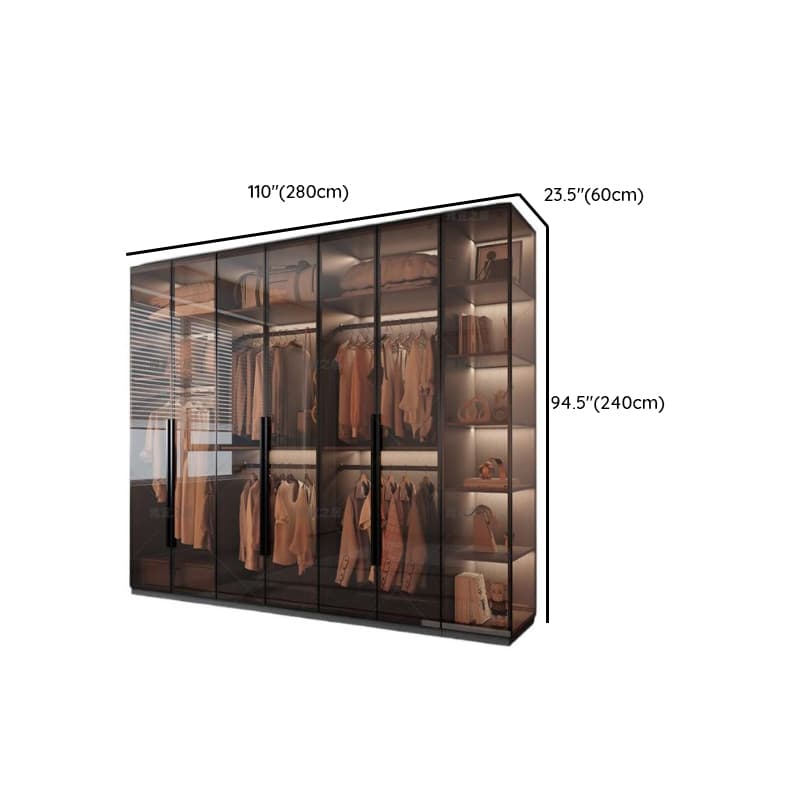 Transparent Simplistic Vitreous Wardrobe Closet with Soft Close Door, Interior Shelves, and Hanging Rod thumbnail 20