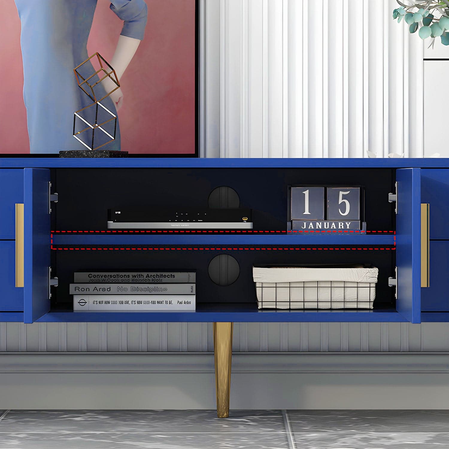 Scandinavian Engineered Wood TV Media Stand Matte Finish Media Console with Drawers thumbnail 14