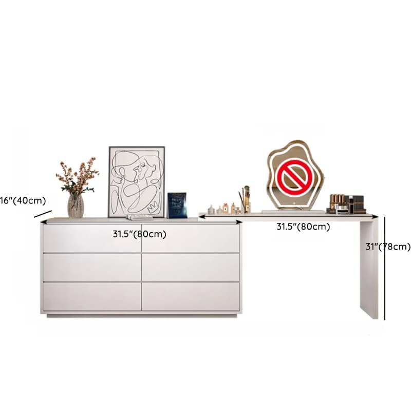 Large Vanity Set with Chalk Seating, 6 Drawers, Lumber Frame, Scalable 2-in-1 Design, and Chair thumbnail 11