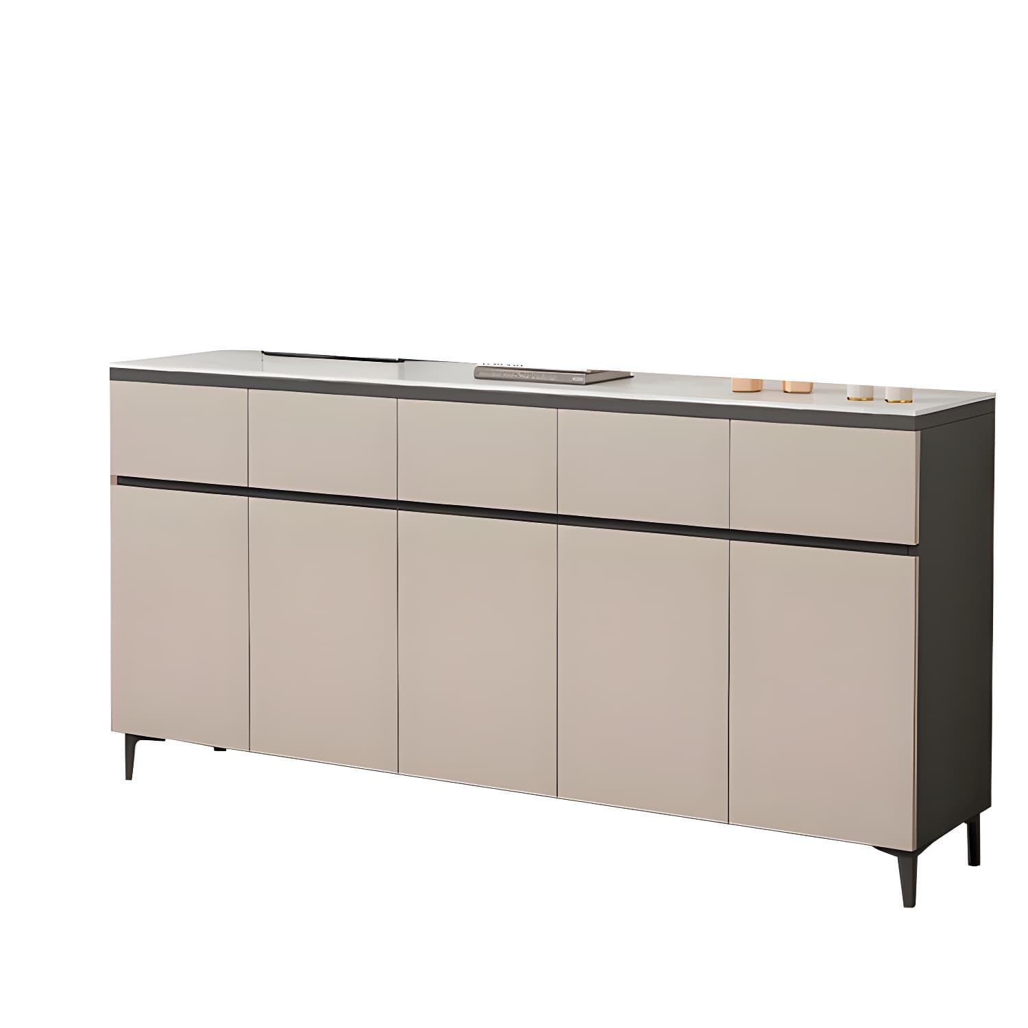 Wooden Modern Stone Countertop Buffet Sideboard with Drawers for Living Room thumbnail 7